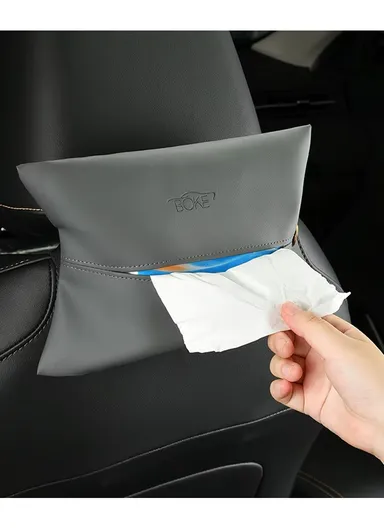 Universal Leather Car Tissue Box, Storage Holder Tissue Box, Adjustable Dispenser Tissue Box (L24 x W18)cm - Orange