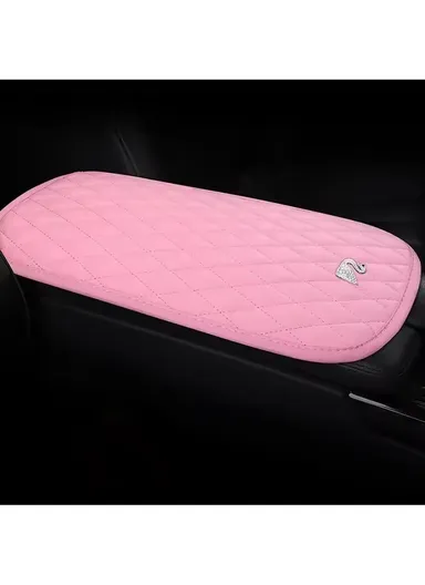 Anti-Slip Leather Car Armrest Pad, Car Armrest Cover, Seat Box Protector, Vehicle Armrest Mat, Car Interior Protection Accessories, Leather Car Armrest Decorative Mat (L32 x W21)cm - Pink
