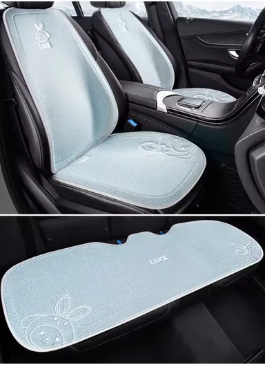 5-Pcs Car Set 2-FrontSeat + 2-BackRest + 1-Three-Seater Universal Car Protector Mat, Ultra Comfort Car Seat Protector, Anti-Slip Front Car Seat Protector - Blue