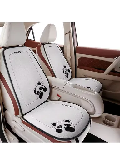 5-Pcs/Set FrontSeat + BackRest + RearSeat Universal Car Protector Mat, Ultra Comfort Car Seat Protector, Anti-Slip Front Car Seat Protector - White