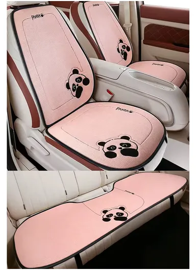5-Pcs 2-FrontSeat + 2-BackRest + 1-Three Seater Universal Car Protector Mat, Ultra Comfort Car Seat Protector, Anti-Slip Front Car Seat Protector - Pink
