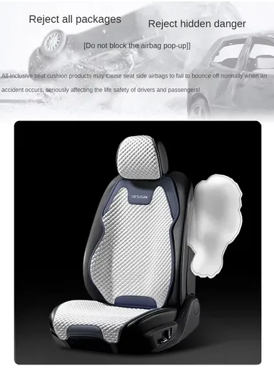 6-Pcs Set Head + Seat + Back Universal Car Seat Protector Mat - Set for 2 Seats, Adjustable Ultra Comfort Ice Beans Fabric Car Seat Protector Pad, Anti-Slip Front Car Seat Protector - Black/Black