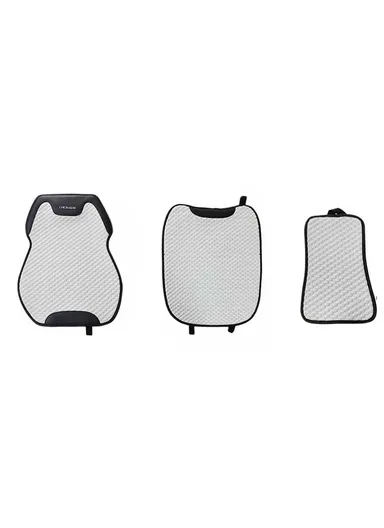 6-Pcs Set Head + Seat + Back Universal Car Seat Protector Mat - Set for 2 Seats, Adjustable Ultra Comfort Ice Beans Fabric Car Seat Protector Pad, Anti-Slip Front Car Seat Protector - Black/Black