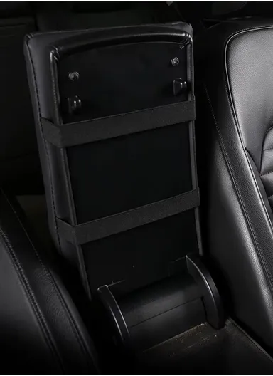 Waterproof Car Center Console Armrest Mat, Car Seat Box Protector, Leather Memory Foam Car Armrest Pad, Vehicle Armrest Box, Leather Car Armrest Cover Protector (L32 x W21 x T5)cm - Black