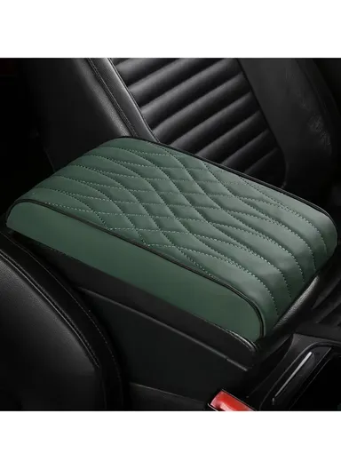 Waterproof Car Center Console Armrest Mat, Car Seat Box Protector, Leather Memory Foam Car Armrest Pad, Vehicle Armrest Box, Leather Car Armrest Cover Protector (L32 x W21 x T5)cm - Green