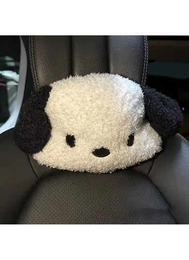 5-Pcs 2-Front + 1-Three-Seater Rest Universal Car Seat Cover with 1-Head Rest + 1-Fashionable Cushion, Anti-Slip Ultra Comfort Car Seat Protector, Car Seat Mat, Car Seat Cushion, Head &amp; Waist Rest Seat Cushion - Whit