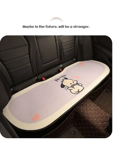 5-Pcs 2-Front + 1-Three-Seater Rest Universal Car Seat Cover with 1-Head Rest + 1-Fashionable Cushion, Anti-Slip Ultra Comfort Car Seat Protector, Car Seat Mat, Car Seat Cushion, Head &amp; Waist Rest Seat Cushion - Whit