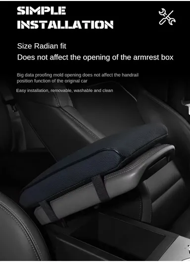 Memory Foam Car Seat Box Protector, Waterproof Car Center Console Armrest Mat, Leather Car Armrest Pad, Vehicle Armrest Box Cover, Leather Car Armrest Cover Protector (L32 x W21 x T5)cm - Black