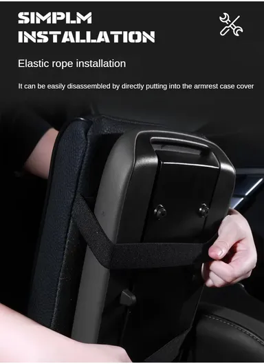 Memory Foam Car Seat Box Protector, Waterproof Car Center Console Armrest Mat, Leather Car Armrest Pad, Vehicle Armrest Box Cover, Leather Car Armrest Cover Protector (L32 x W21 x T5)cm - Black