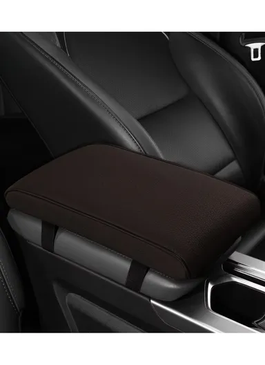 Memory Foam Car Seat Box Protector, Waterproof Car Center Console Armrest Mat, Leather Car Armrest Pad, Vehicle Armrest Box Cover, Leather Car Armrest Cover Protector (L32 x W21 x T5)cm - Brown