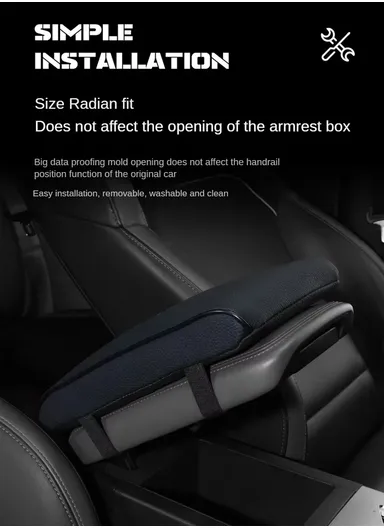 Memory Foam Car Seat Box Protector, Waterproof Car Center Console Armrest Mat, Leather Car Armrest Pad, Vehicle Armrest Box Cover, Leather Car Armrest Cover Protector (L32 x W21 x T5)cm - Grey