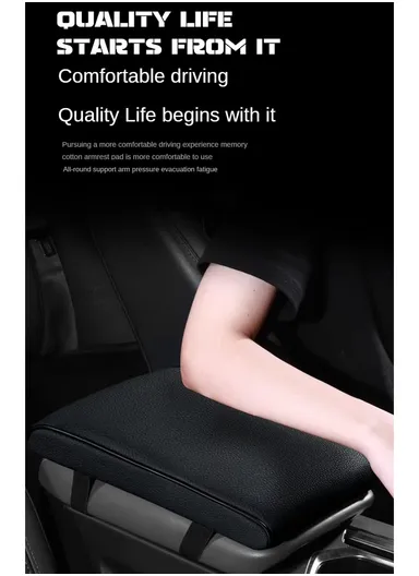 Memory Foam Car Seat Box Protector, Waterproof Car Center Console Armrest Mat, Leather Car Armrest Pad, Vehicle Armrest Box Cover, Leather Car Armrest Cover Protector (L32 x W21 x T5)cm - Grey
