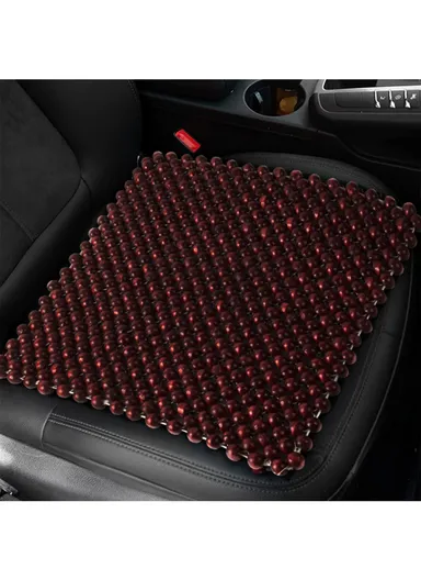 2-Pcs Breathable Hand-stitched Wooden Beads Seat Cushion -Set for 2 Seats – Comfortable &amp; Ergonomic Support Seat Pad, Massageable Seat Cushion (L43 x W43)cm - Brown