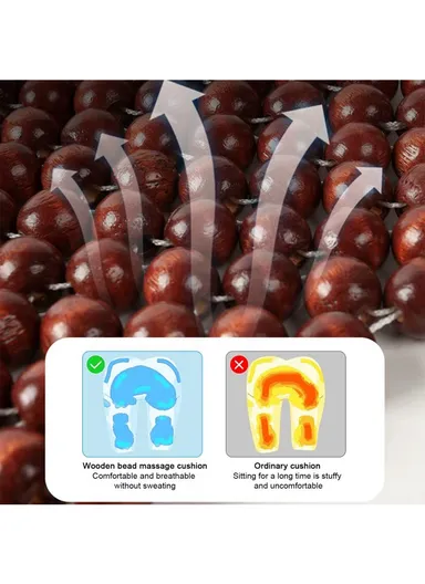 2-Pcs Breathable Hand-stitched Wooden Beads Seat Cushion -Set for 2 Seats – Comfortable &amp; Ergonomic Support Seat Pad, Massageable Seat Cushion (L43 x W43)cm - Brown