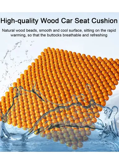 2-Pcs Breathable Hand-stitched Wooden Beads Seat Cushion -Set for 2 Seats – Comfortable &amp; Ergonomic Support Seat Pad, Massageable Seat Cushion (L43 x W43)cm - Brown