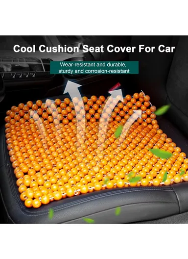 2-Pcs Breathable Hand-stitched Wooden Beads Seat Cushion -Set for 2 Seats – Comfortable &amp; Ergonomic Support Seat Pad, Massageable Seat Cushion (L43 x W43)cm - Brown