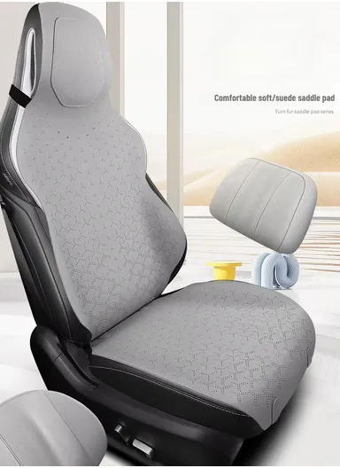 1 Seat 2-Pcs Set Seat + Back Universal Car Protector Mat, Ultra Comfort Suede Leather Car Seat Protector, Anti-Slip Front Car Seat Protector - Brown