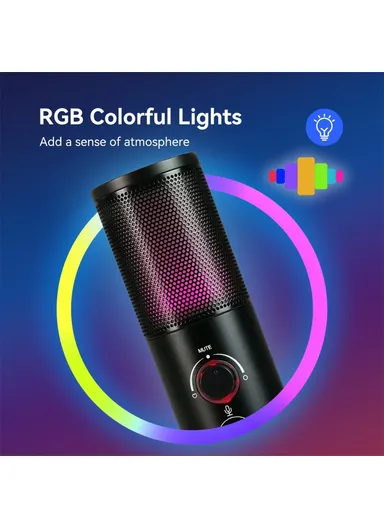 Live Streaming Wireless RGB Microphone for Gaming, Online Conference TG101