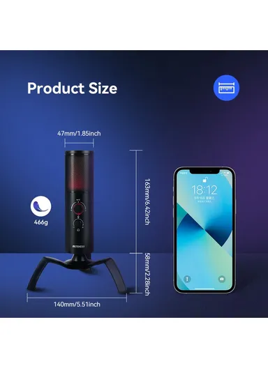 Live Streaming Wireless RGB Microphone for Gaming, Online Conference TG101