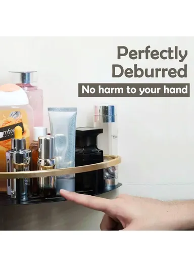 Punch-Free Aluminum Storage Rack Bathroom Organization Shelf, Wide Edge Single Layer Triangle - Black+Gold