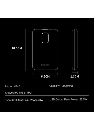 10000mAh PD 20W Portable Fast Charging Power Bank With Digital Display YP46