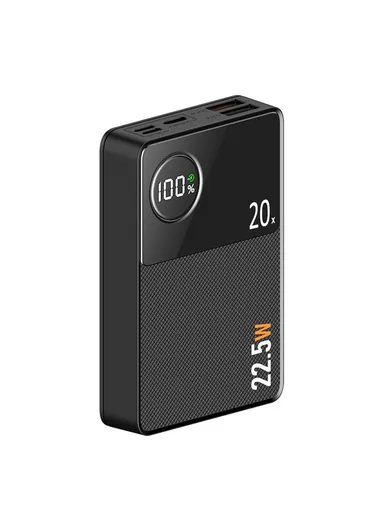 20000mAh Power Bank Portable Digital Display Phone External Battery Charger Q8 - Black
