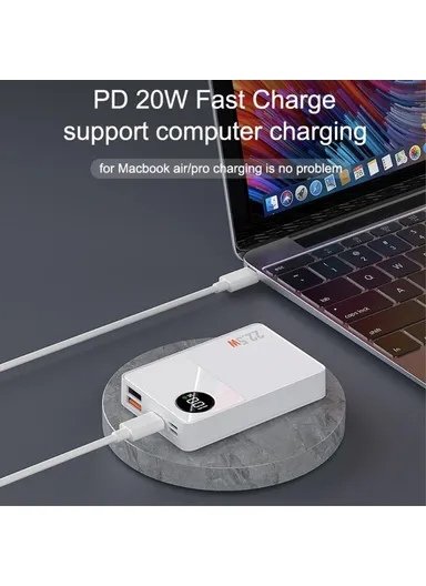 20000mAh Power Bank Portable Digital Display Phone External Battery Charger Q8 - Black