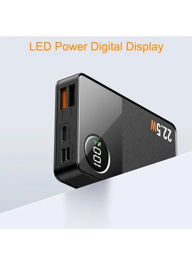 20000mAh Power Bank Portable Digital Display Phone External Battery Charger Q8 - Black