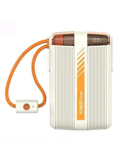 10000mAh PD 20W Digital Display Power Bank Phone External Battery With Type-C / 8Pin Cable XDCH-068 - Beige