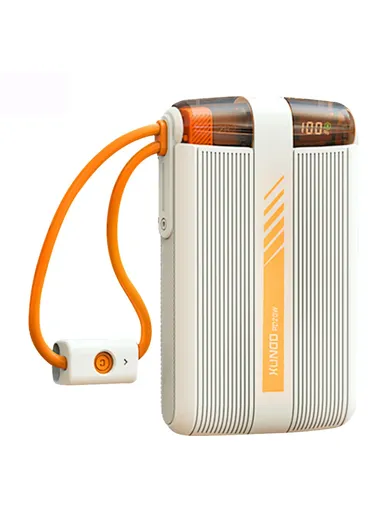 10000mAh PD 20W Digital Display Power Bank Phone External Battery With Type-C / 8Pin Cable XDCH-068 - Beige