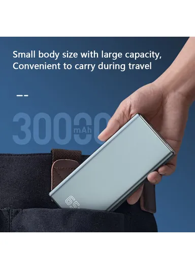 30000mAh 65W PD Fast Charging Power Bank Phone Charger External Battery T146LP (L16 x W5 x H4.5)cm