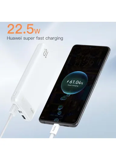 10000mAh 20W PD Fast Charging Power Bank Portable Phone Charger External Battery Pack - White