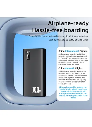 100w Laptop Charging Dual Output Fast Charging Power Bank 20000mAh Portable Phone Charger External Battery Pack M16