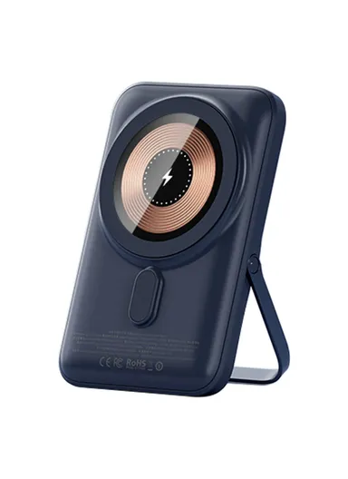 10000mAh 20W Wireless Portable Fast Charging Magnetic Power Bank With Foldable Stand Q15 - Dark Blue