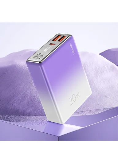 10000mAh 20W PD + QC3.0 Digital Display Fast Charging ABS Power Bank 22.5W Phone External Battery Nebula Series US-CD192 (L8 x W6 x H2)cm - Gradient Purple