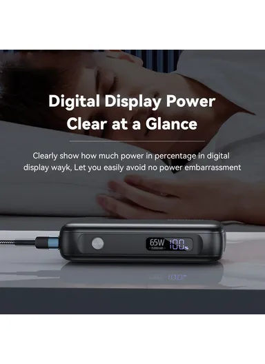 15000mAh 65W Digital Display Power Bank Mobile Phone Portable Charger (L12 x W6 x H3)cm