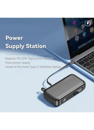 15000mAh 65W Digital Display Power Bank Mobile Phone Portable Charger (L12 x W6 x H3)cm