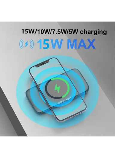 15W Wireless Charger 10000mAh Power Bank PD 20W / QC 22.5W Portable Charger Cell Phone External Battery Pack With Indicator Lights C1016W (L14 x W7 x H2)cm - Black