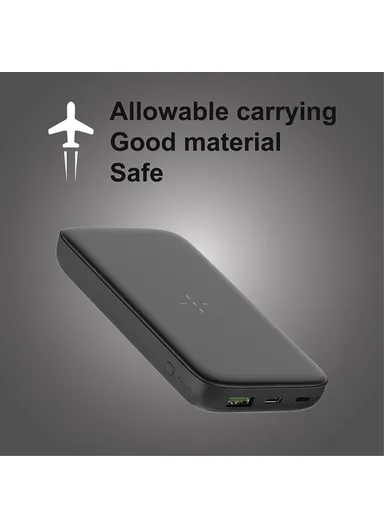 15W Wireless Charger 10000mAh Power Bank PD 20W / QC 22.5W Portable Charger Cell Phone External Battery Pack With Indicator Lights C1016W (L14 x W7 x H2)cm - Black