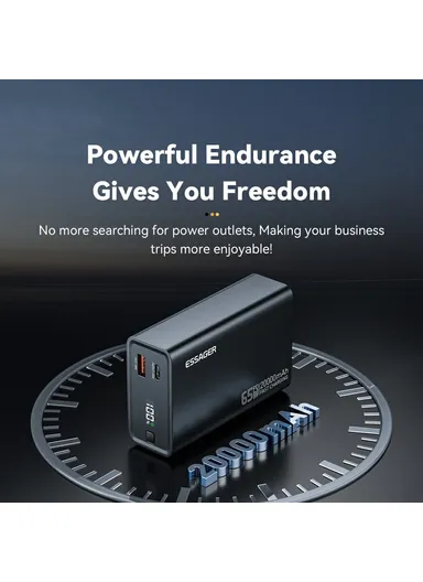 20000mAh 65W Power Bank Portable Charger With Digital Display Screen For Travel, Outdoor Activities