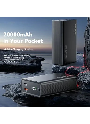 20000mAh 65W Power Bank Portable Charger With Digital Display Screen For Travel, Outdoor Activities
