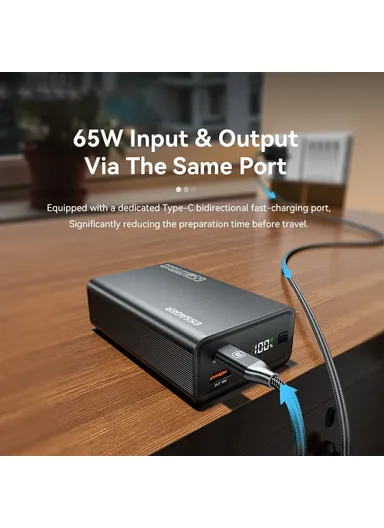 20000mAh 65W Power Bank Portable Charger With Digital Display Screen For Travel, Outdoor Activities