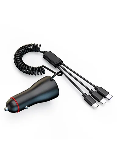 110W Fast Charging Dual USB Digital Display Car Charger with 3-in-1 Cable P5X