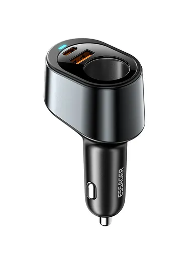 120W USB+Type-C Car Charger Adapter with Cigarette Lighter Socket