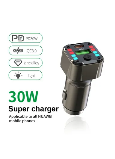 30W Car Charger PD QC 3.0 Super Charger Dual Ports Car Charging Adapter for iPhone / Samsung / Huawei K24 