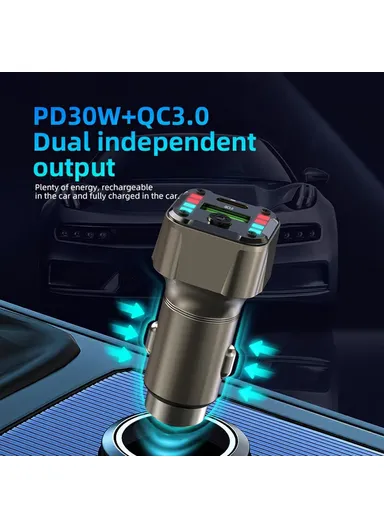 30W Car Charger PD QC 3.0 Super Charger Dual Ports Car Charging Adapter for iPhone / Samsung / Huawei K24 