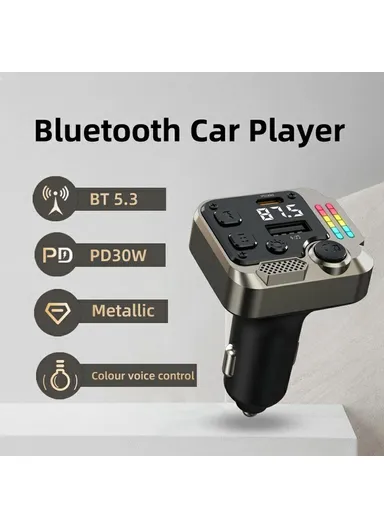 30W Bluetooth FM Transmitter Car Adapter PD Dual Port Car Charger Music Player Hands-Free Call C68 