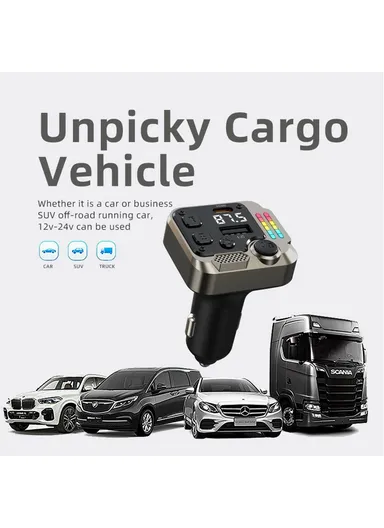 30W Bluetooth FM Transmitter Car Adapter PD Dual Port Car Charger Music Player Hands-Free Call C68 