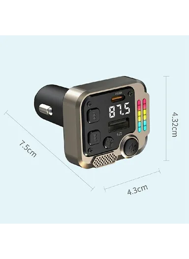30W Bluetooth FM Transmitter Car Adapter PD Dual Port Car Charger Music Player Hands-Free Call C68 