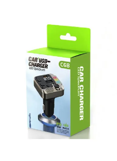 30W Bluetooth FM Transmitter Car Adapter PD Dual Port Car Charger Music Player Hands-Free Call C68 
